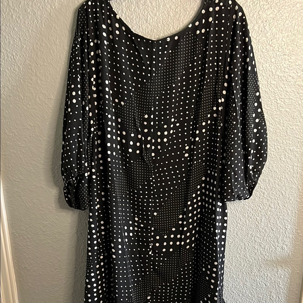 Davi & Dani Black and Cream Polka Dot Dress NWT 1X - Picture 5 of 7